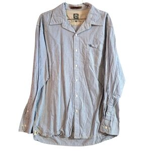 Timberland Men's Large 100% Cotton Blue/White Button Down Shirt